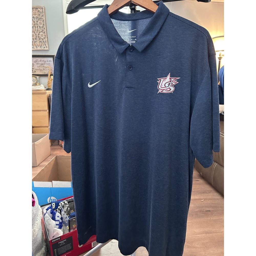 Nike Dri-FIT USA Graphic Polo Shirt Mens Extra Large XL Blue Golf‎ Athletic